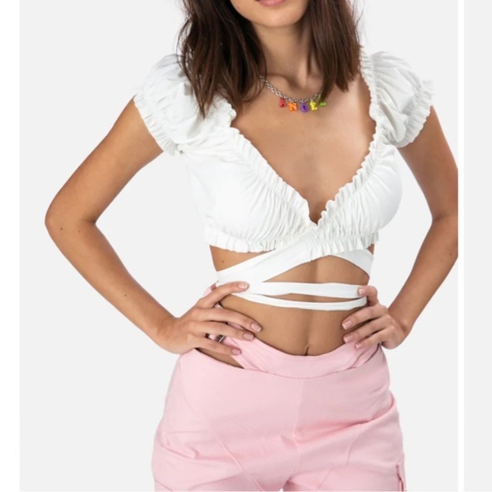 Adika White Seychelles Wrapped Top